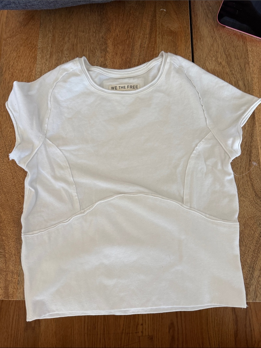 We The Free White Panel-Seam Short Sleeve Tee